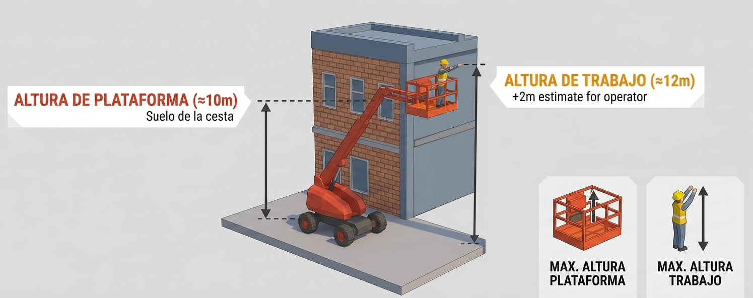 Diferencia entre altura de plataforma y altura de trabajo