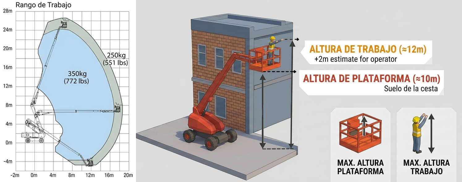 Diferencia entre altura de plataforma y altura de trabajo