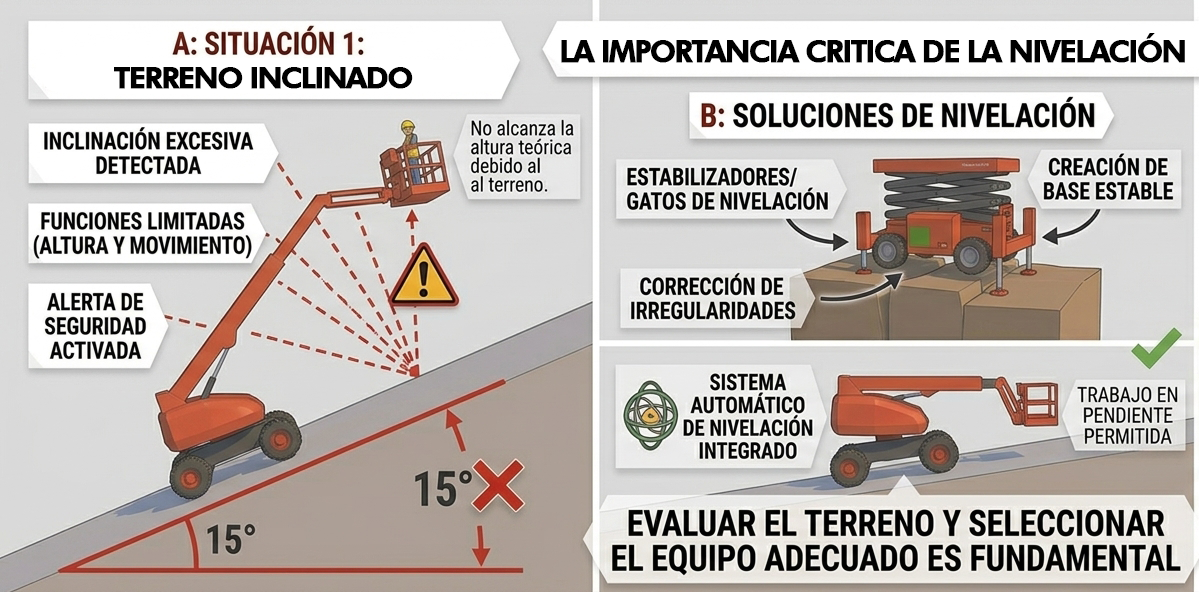 explicacion de terrenos no nivelados en plataformas elevadoras