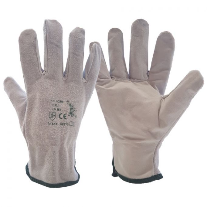 Guantes cuero-flor/serraje bordado T-9